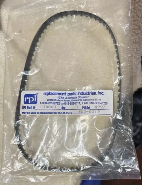 Drive Belt for Dental Xray Film Processor 805-0019 RPI# LIB003 NEW