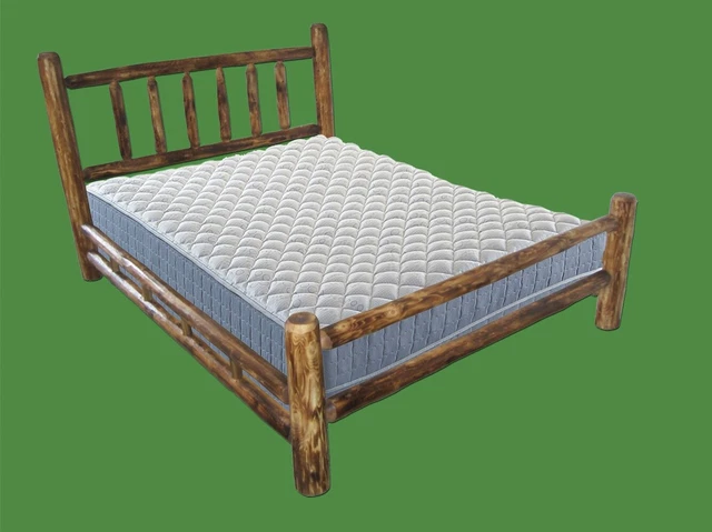 Torched Cedar Log Bed - Queen  - Free Shipping, Double Log Side Rail