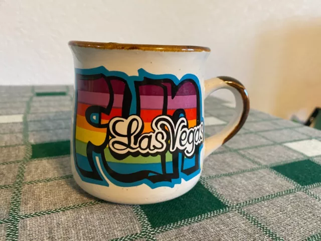 Vintage 1980's Las Vegas Coffee Mug Cup Multicolored FUN