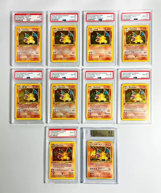 Pokemon PSA 10 BGS 9.5 CHARIZARD BASE SET 1ST EDITION NO RARITY ALL LANGUAGES