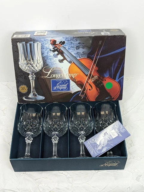 Longchamp Cristal d'Arques France 1978 Stemware Wine Glasses 24% PbO Set of 4 Longchamp Cristal d'Arques France 1978 Stemware Wine Glasses 24% PbO Set of 4