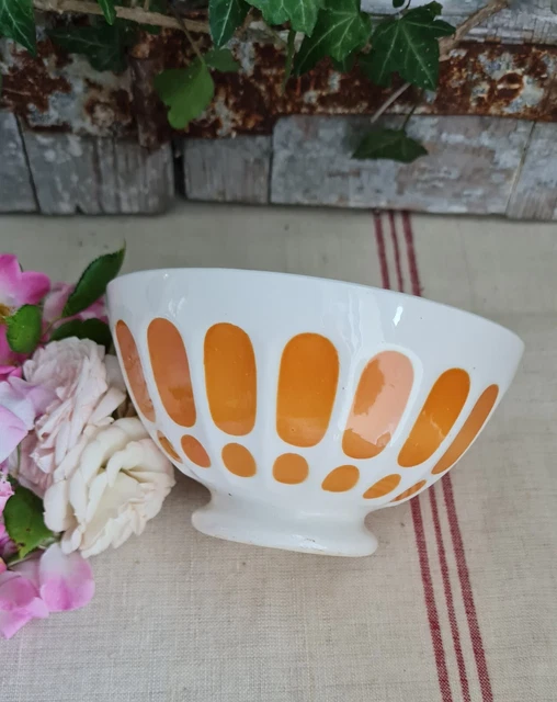 RARE ANCIEN BOL De Grand Mere Fb Digoin cor Perroquets Vieux Rose