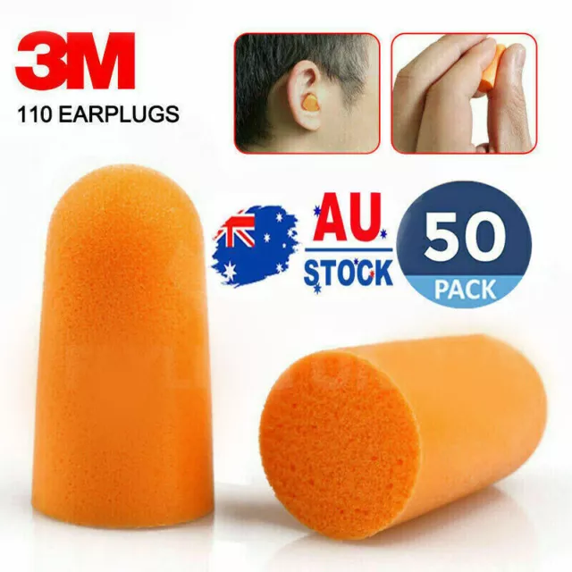 50 Pairs 3M 1100 Disposable Foam Ear Plug Noise Reducer Individual Wrap New