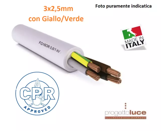 Cavo Fg16Or16 Ex Fg7 Tripolare 3 Poli 3 X 2,5 3G2,5 Mmq Doppia Guaina Per Ester