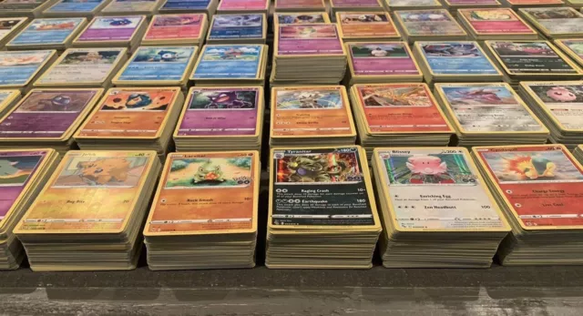 400+ Pokemon Lot Bulk! Commons Reverse Holo & Rares! 5 v cards 3 vmax & surprise