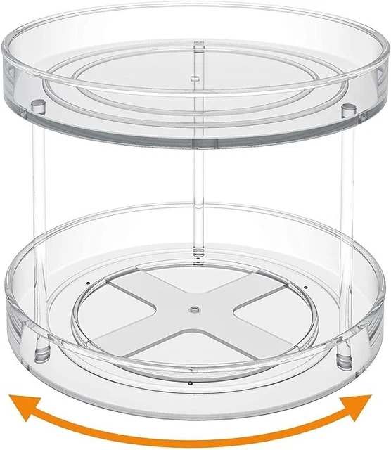 2-TIER LAZY SUSAN Turntable Revolving Spice Rack Organizer for Cabinet ...