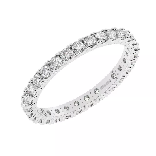 950 Platinum, 2 MM 1.00 CT 100% Natural Round Cut Diamond Full Eternity Ring