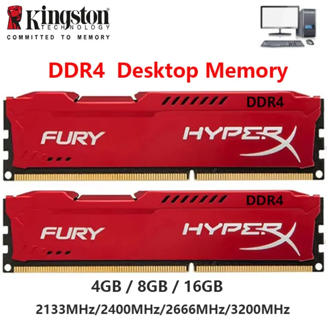 Kingston HyperX FURY DDR4 8GB 16GB 2400 2666 3200 Desktop RAM Memory DIMM 288pin