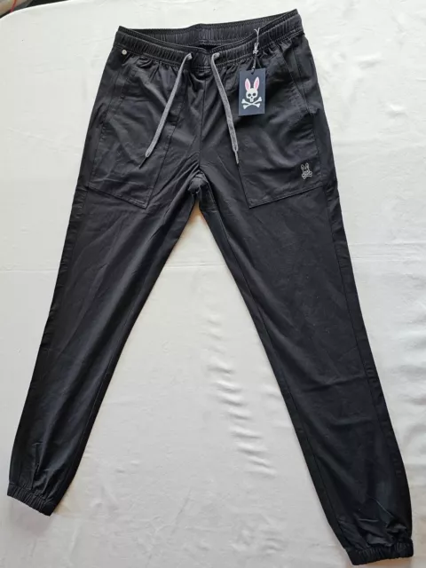 NWT Psycho Bunny Black Wilton Pants Adjustable Jogger Style Mens Size 29 x 30