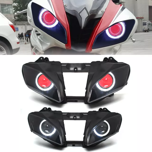 Assembly Headlight Red Devil Eyes White Angel Halo For Yamaha YZF-R6 2006 2007