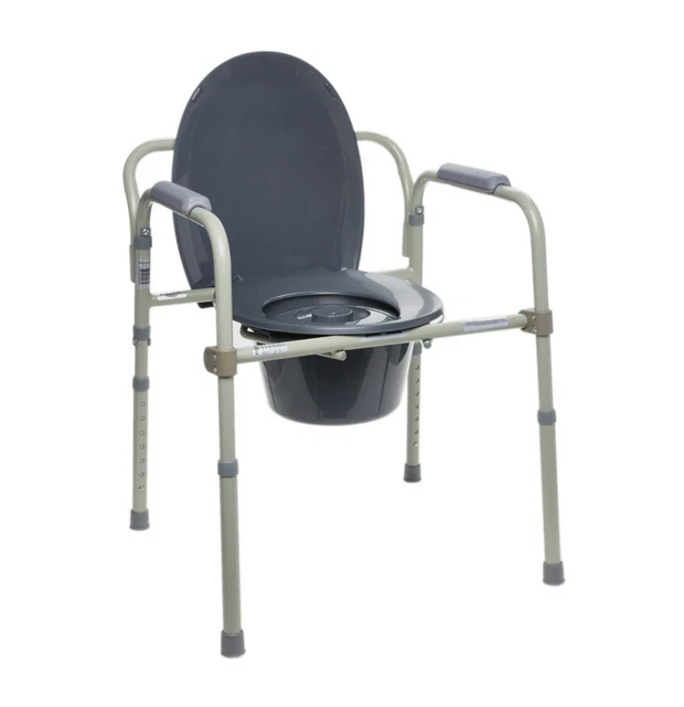 Cómoda de inodoro plegable 3 en 1 de acero Equate, capacidad de peso de 400 lb