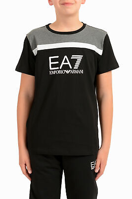 Emporio Armani EA7 Boys Black Short Sleeve Logo Print T-Shirt