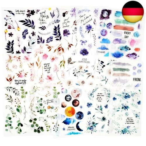 16 Blätter Transferaufkleber einreiben Sammelalbum Aufkleber Blumenaufkleber