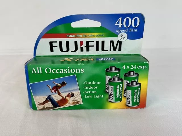 Película de 35 mm Fujifilm 4x24 Exp Superia X-TRA 400 paquete de 4 (XTRA400) NUEVA Expiración 2014-01