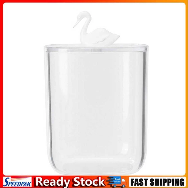 Clear Acrylic Storage Box Cotton Pad Swab Cosmetic Animal Case Washroom (B)