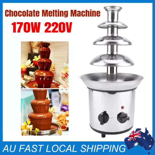 4 Tier Chocolate Fountain Fondue Waterfall Melting Machine Wedding Party Xmas AU