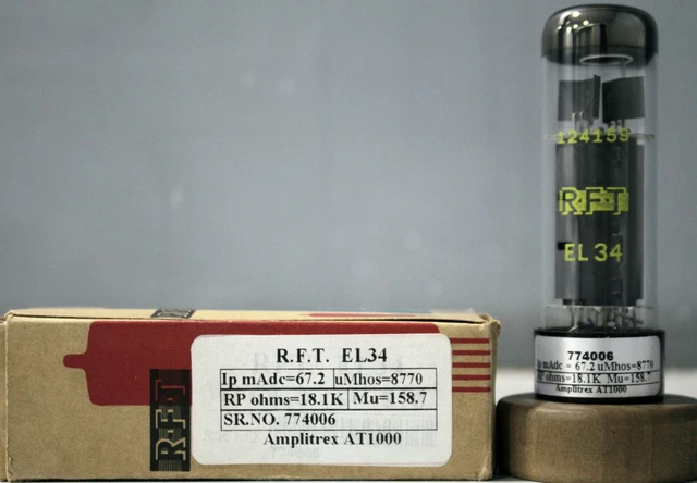 EL34 6CA7 RFT Top O Getter Made in Germany Amplitrex AT1000 Tested EL34 6CA7 RFT Top O Getter Made in Germany Amplitrex AT1000 Tested