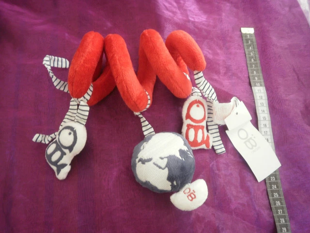 Doudou spirale eveil rouge bleu blanc terre vibrant OBAIBI OKAIDI