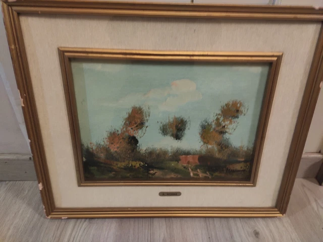 PEINTURE À L'HUILE sur toile signée a identifier XIXeme siecle tableau