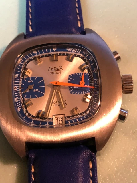 CHRONOGRAPHE FEDEX WATCH , Valjoux 7734 , tout inox , proche du neuf ...
