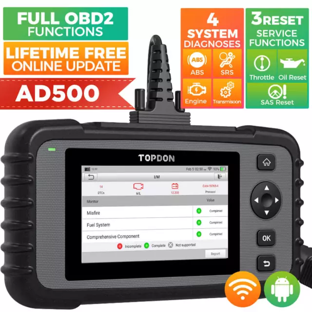 Check Engine OBD2 Scanner Transmission ABS SRS Code Reader Diagnostic Scan Tool