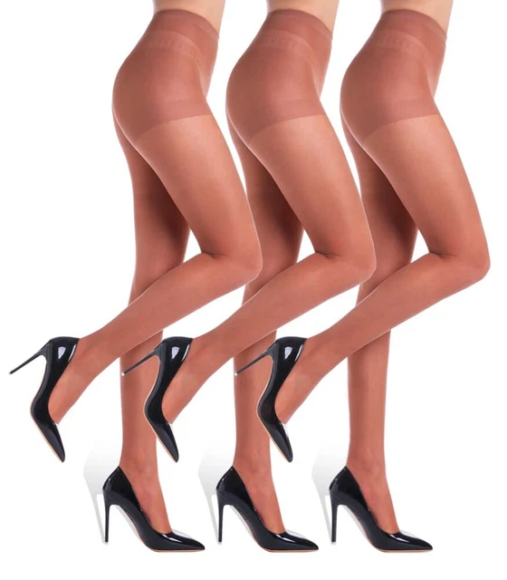 MERYLURE Lot De 3 Paires De Collants Transparents 20D Ultra Fins Avec Orteils Renforcés Pour Femme, Noir