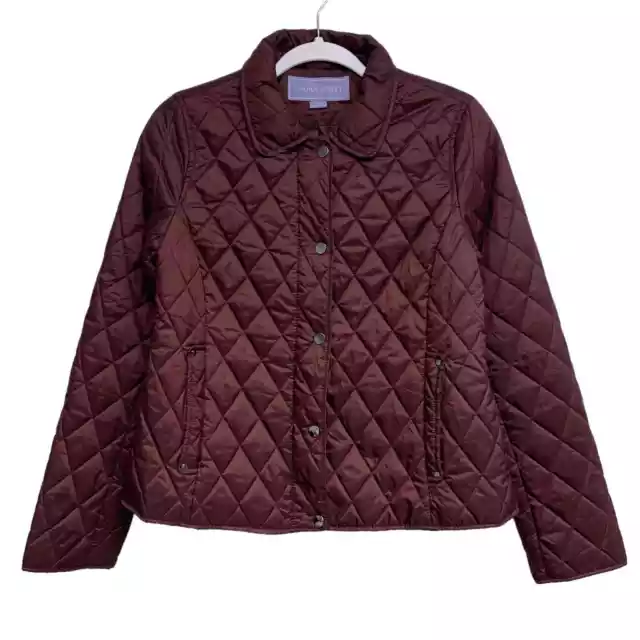 LAURA SCOTT WOMENS Size S Burgundy Quilted Puff Jacket $15.00 - PicClick