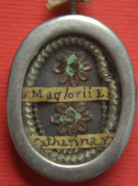 relic RELIQUIA  shrine RELIQUE RELIQUARIO   SAN MAGLORIO VESCOVO + CATERINA V.M.