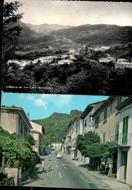 CIREGLO - Pistoia - 2 cartoline - Panorama e una via del paese - Viaggiate 1971