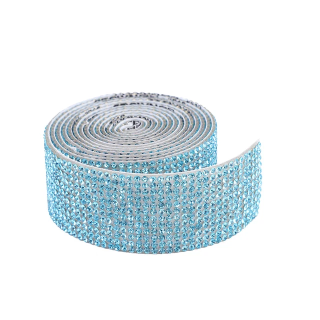 Cinta de Estrás Autoadhesiva Cristal Hágalo usted mismo Decoración (Azul 2.5cmx1m)