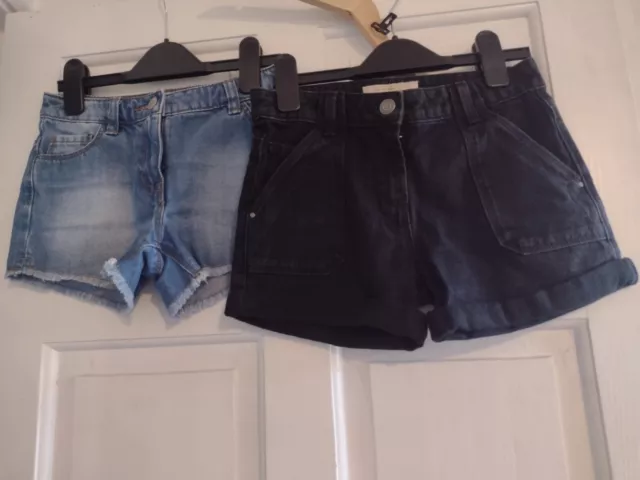 Two Pairs of Girls Next Denim Shorts. Age 9.