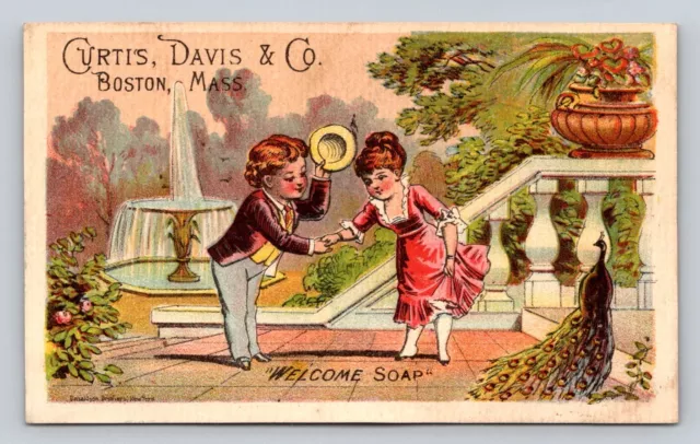 Curtis Davis Welcome Soap Man Woman Bow Fountain Couple  P447