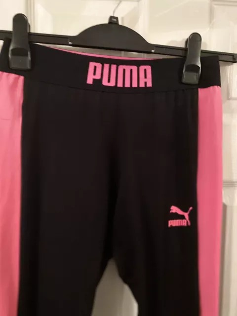 Puma Women's Training Leggings (Size 12 Black/Pink Running Leggings Yoga Gym New
