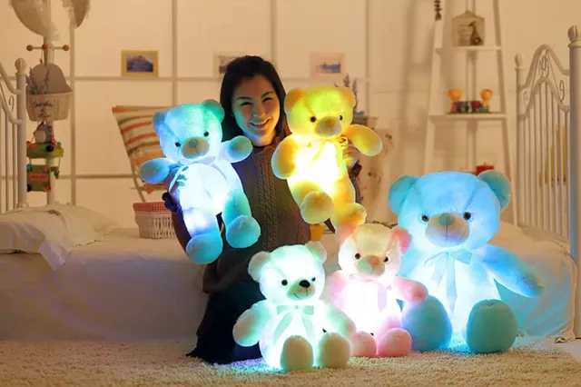 Ours en peluche à éclairage créatif LED-Veilleuse doudou hypo-allergénique