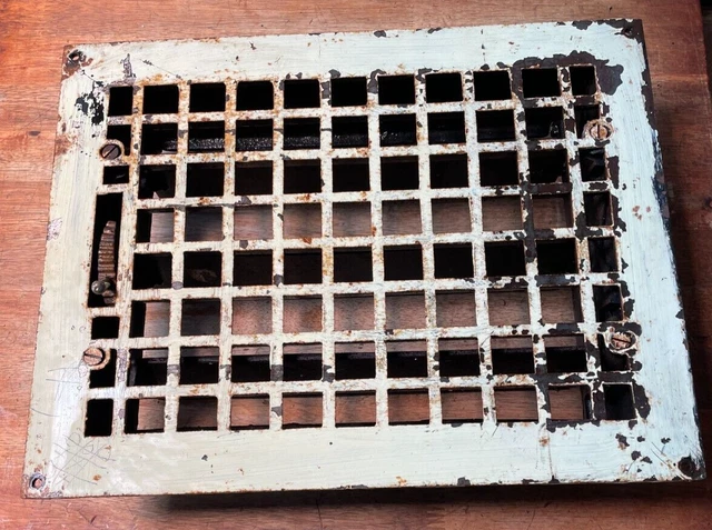 Antique Cast Iron Victorian Heat Grate Vent Wall or Floor Register Vtg. 14"x 11"