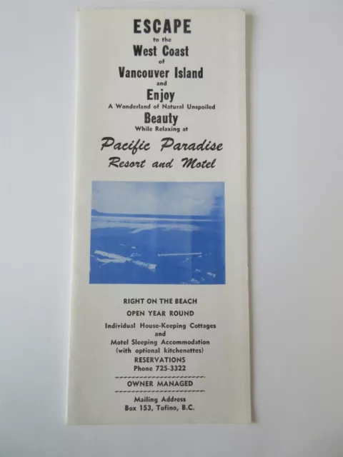 Pacific Paradise Resort & Motel VANCOUVER ISLAND BC CANADA vintage brochure