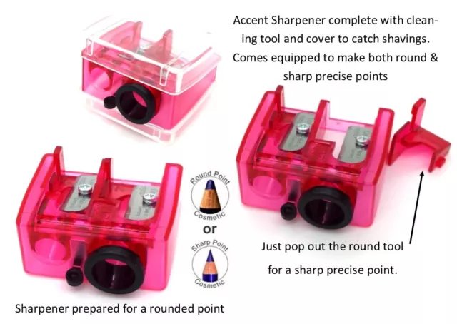 Cosmetic Pencil Duo Sharpener - Includes both Round & Sharp for precise point.