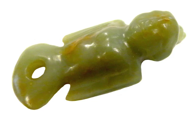 JADE Deep CELADON Pendant CHINESE Antique