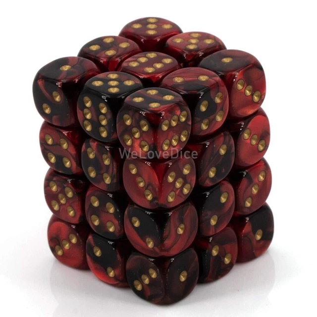 Gemini 12mm d6 Black-Red Gold Dice Block (US IMPORT)