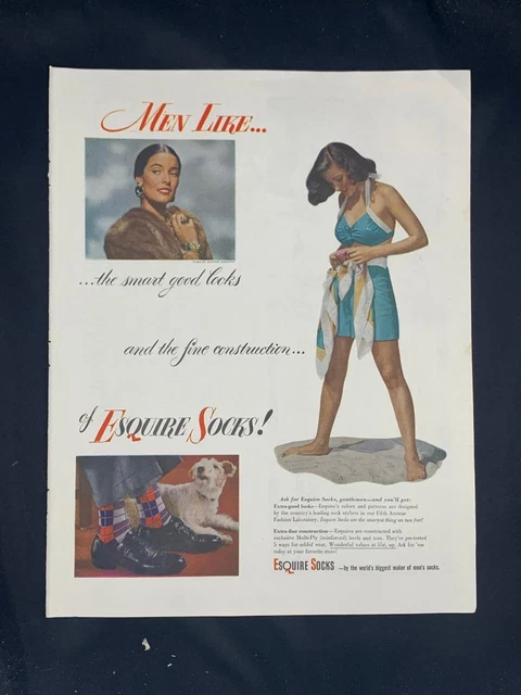Magazine Ad* - 1948 - Esquire Socks - Sexy Swimsuit Girl - #1