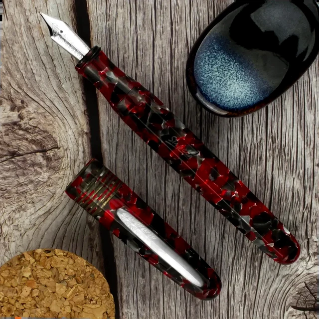 Stylo Plume Delta Sorrente - Rouge/vert/argent 925 - Plume 18K Or F - Édition Limitée #000/100