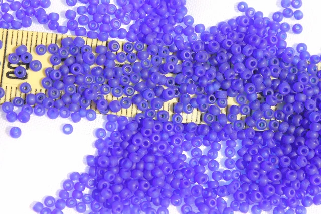 12/0 Vin. Venetian Glass Seed Beads Tr Cobalt Matte Crafts Jewelry Making/1oz