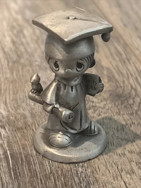 RARE Vintage Precious Moments Chapel Mini Pewter Figurine Boy Graduate