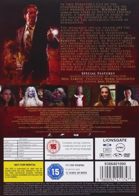 THE WICKER MAN - Director's Cut (DVD) Nicolas Cage Ellen Burstyn (UK ...