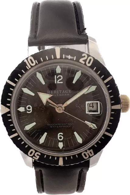 Vintage Heritage Calendar Diver Style Men's Mechanical Wristwatch Swiss Runs