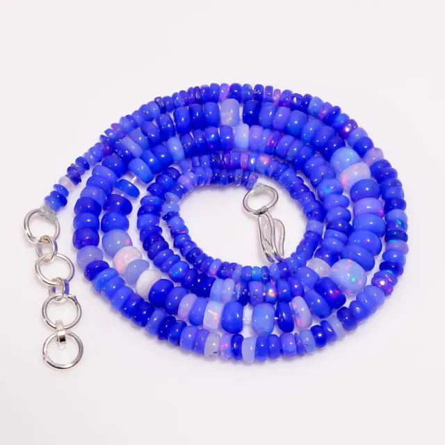 Collier de perles lisses en opale éthiopienne bleue naturelle, rondelles de...