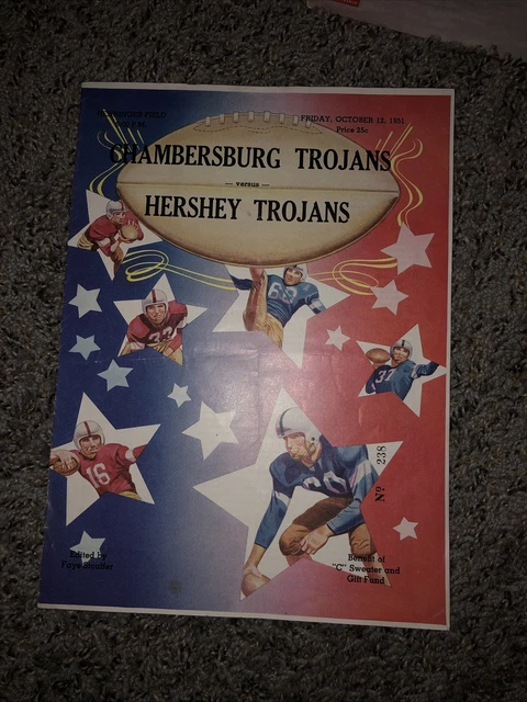 1951 Chambersburg Trojans Vs Hershey Trojans High School Football Game Program