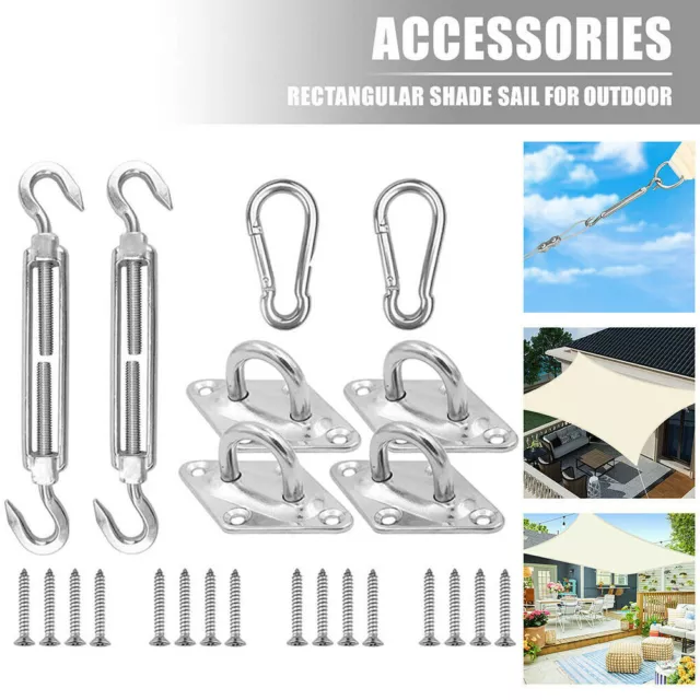 24Pcs Sun Shade Sail Fixing Kit Garden Patio Sunscreen Awning Stainless Fitting