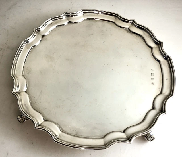 Marcato Solido Inglese Argento Salver LONDRA 1968 538g D J ARGENTO RIPARAZIONI R03