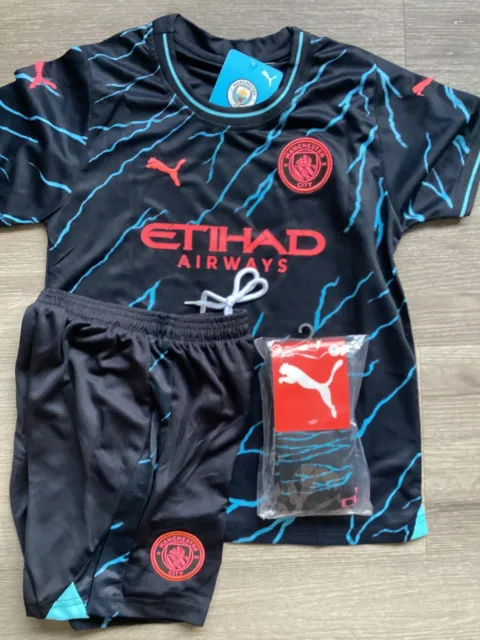 💙BLACK FRIDAY SALE💙BNWT Kids 23/24 Manchester City Third Kit - Ages 4-5